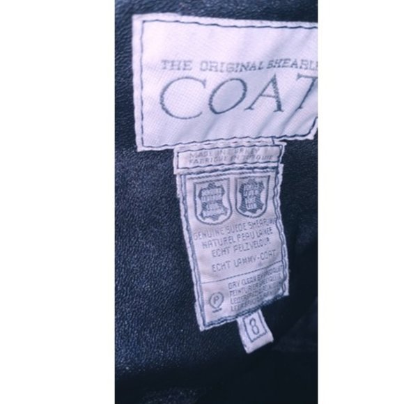 DARK GREEN LUXURY GENUINE SHEARLING COAT WITH LEATHER STRIP. - Picture 9 of 10